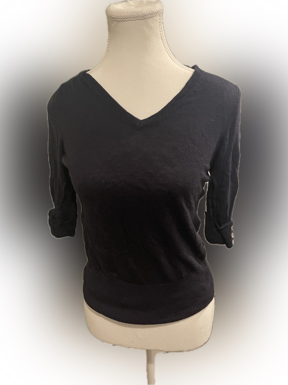 NY & CO Navy Blue 3-4 Sleeve Sweater XS